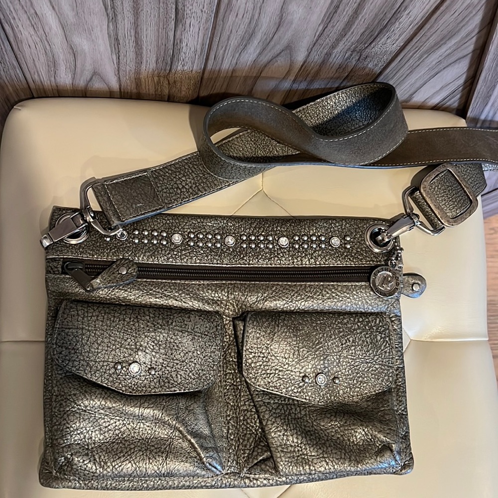 Leather Rock with studs cross body bag